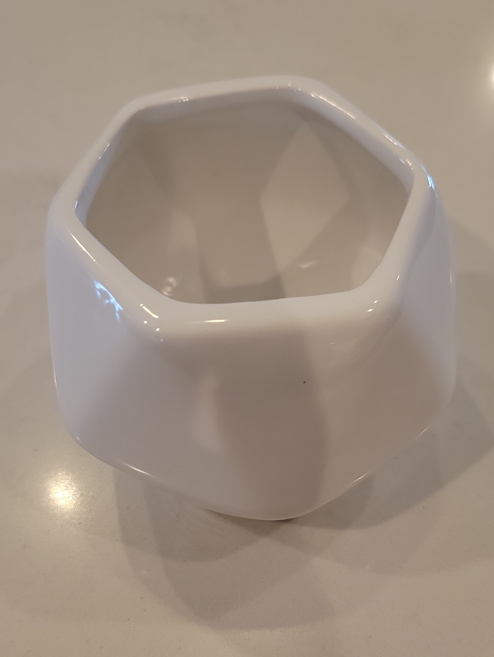 Anthro Geometric White Ceramic Planter